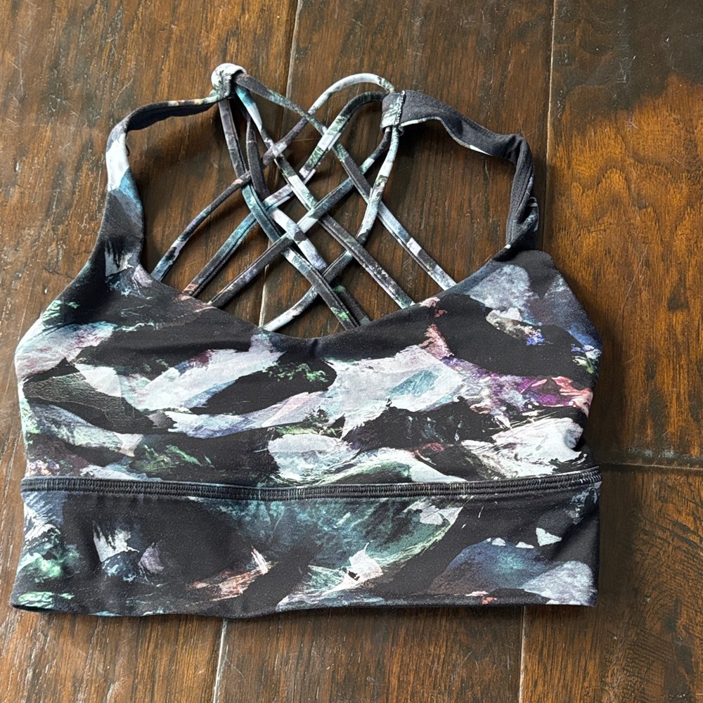 Lululemon Athletica Black and Multicolor Strappy Sports Bra